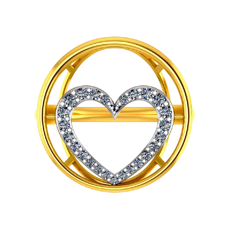 Beautiful 14k Gold Ring With Circular Design With A Heart Shape Detailing