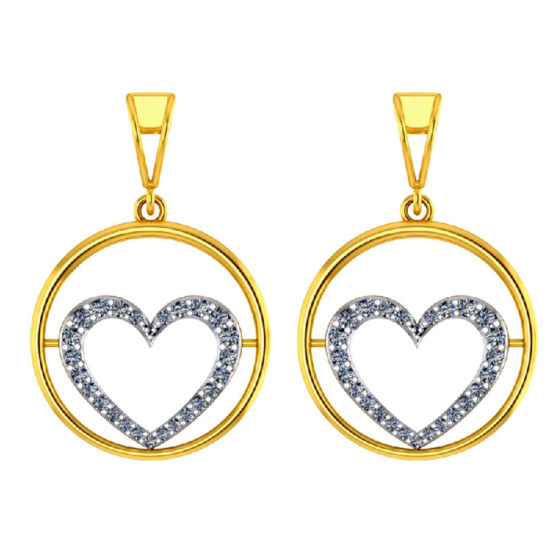 Beautiful 18k Diamond Circular Earrings With A Heart Shape Design In It