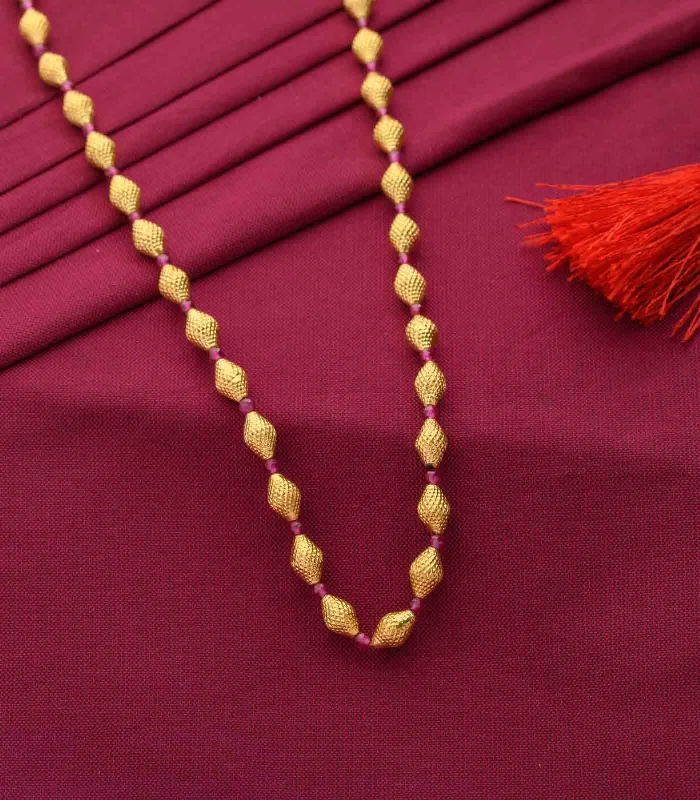 Conical Bead Single Color Gold Necklace