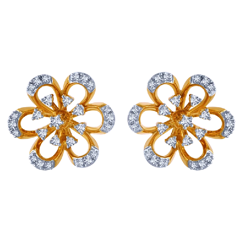 Dazzling 18k Gold And Diamond Floral Stud Earrings