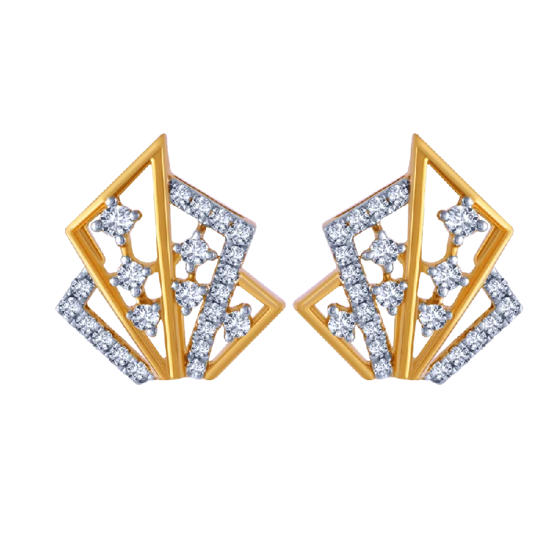 Geometric 18k Diamond Stud Earrings