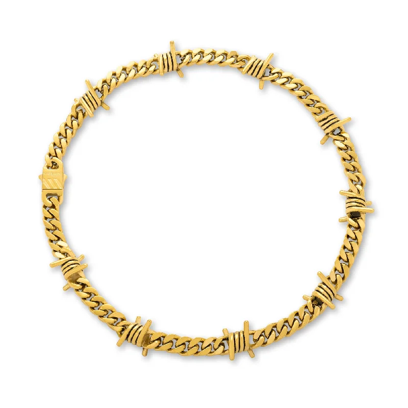 9mm Barbed Wire Cuban Chain (Gold)