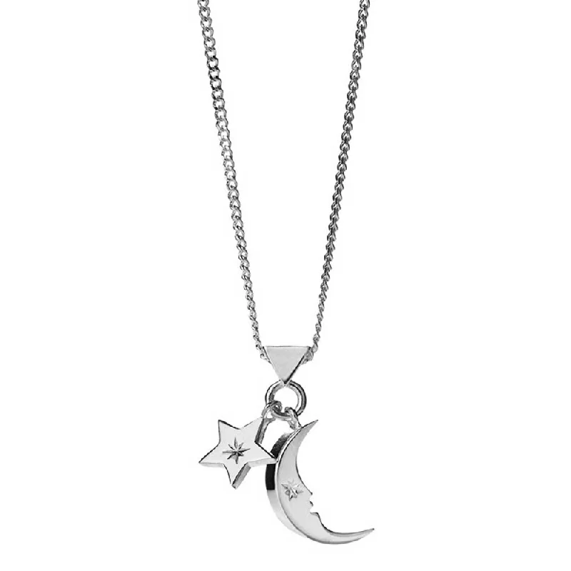 Karen Walker Moon & Star Charm Necklace - Sterling Silver