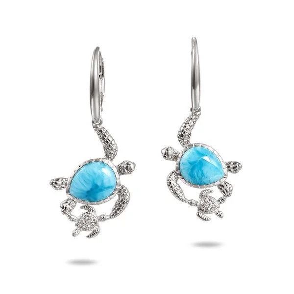 Larimar Honu Aumakua Leverback Earrings by Alamea