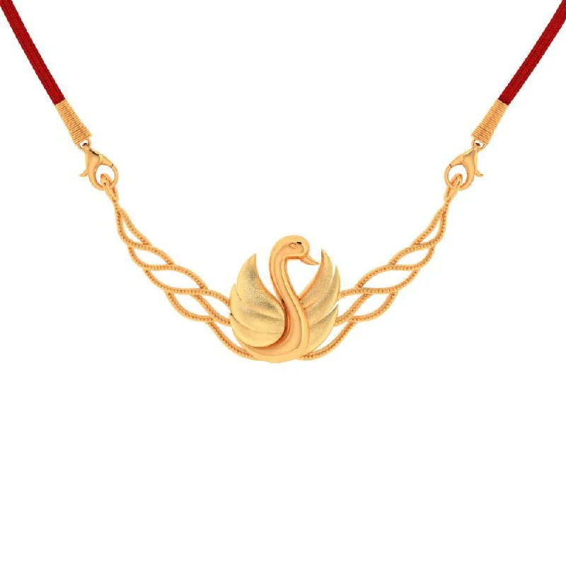 Leafy & Swan Designed 14k Gold Necklace