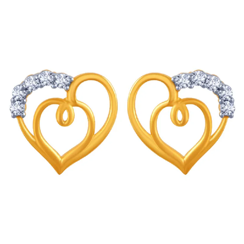 Loop Style Heart Shape  14k Gold Earrings