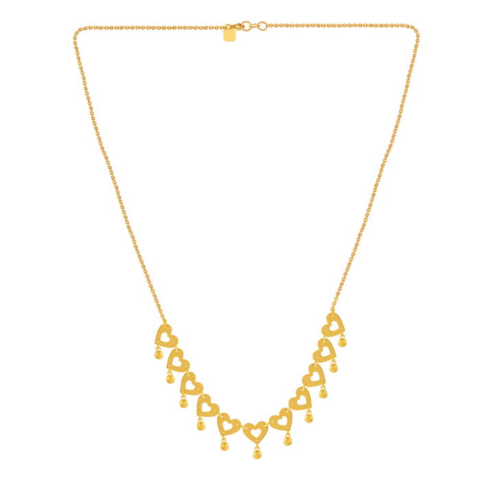 Lovely 22k Gold Necklace With Intricate Heart Details