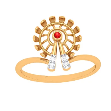 Lustrous Red Designer Gold Ring For Women