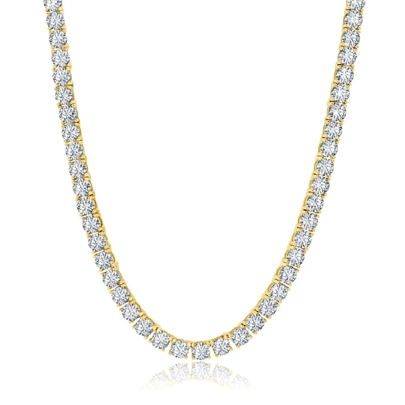 Luxe Layers 14KT Yellow Gold Plated Sterling Silver 4MM Round Cubic Zirconia 22-inch Tennis Necklace