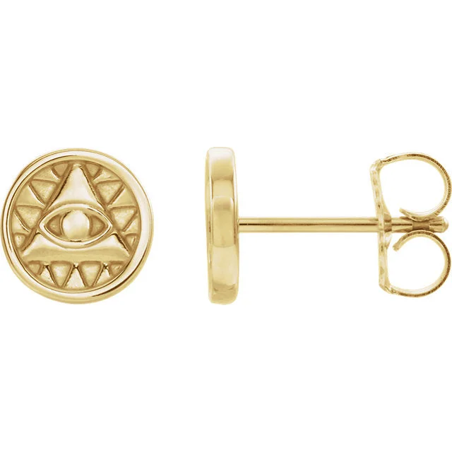 Round Eye of Providence Earrings - Sterling Silver or 14k Gold