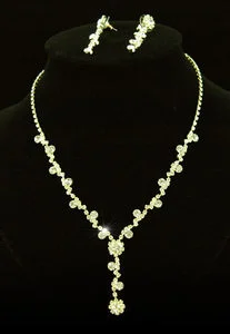 Bridal Crystal Gold Plated Necklace Earrings Set XS1070