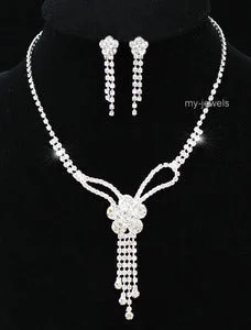 Wedding Flowers Crystal Necklace Earrings Set XS1165