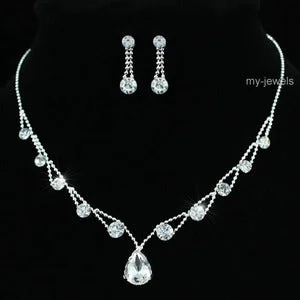 Wedding 10 Carat Crystal Necklace Earrings Set XS1191