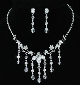 Bridal Handmade Crystal Necklace Earrings Set XS1197