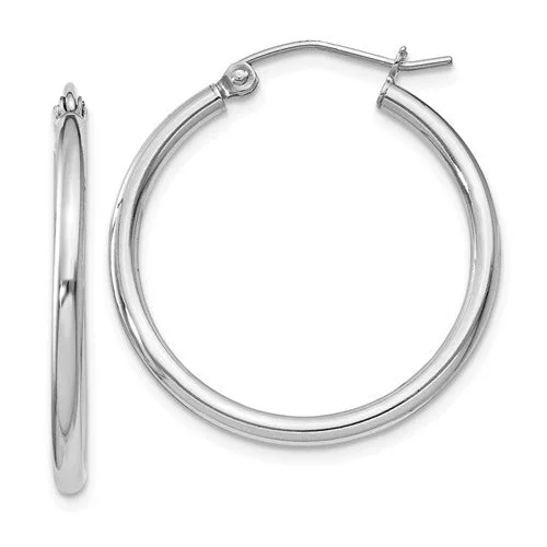 Sterling Silver 24mm x 2mm Round Hoop Earrings