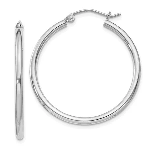 Sterling Silver 30mm x 2mm Round Hoop Earrings