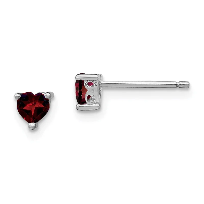 Sterling Silver 4mm Heart Birthstone Post Earrings