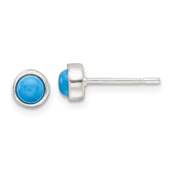 Sterling Silver 5mm Turquoise Bezel Stud Earrings