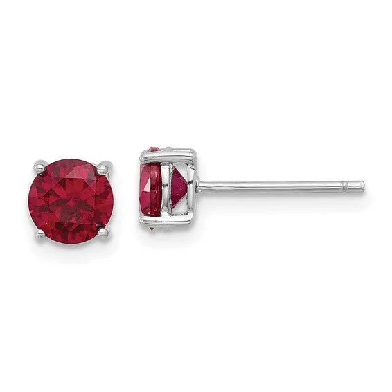 Sterling Silver 6mm Round Lab Created Ruby Stud Earrings