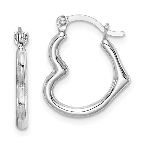 Sterling Silver Heart Hinged Hoop Earrings