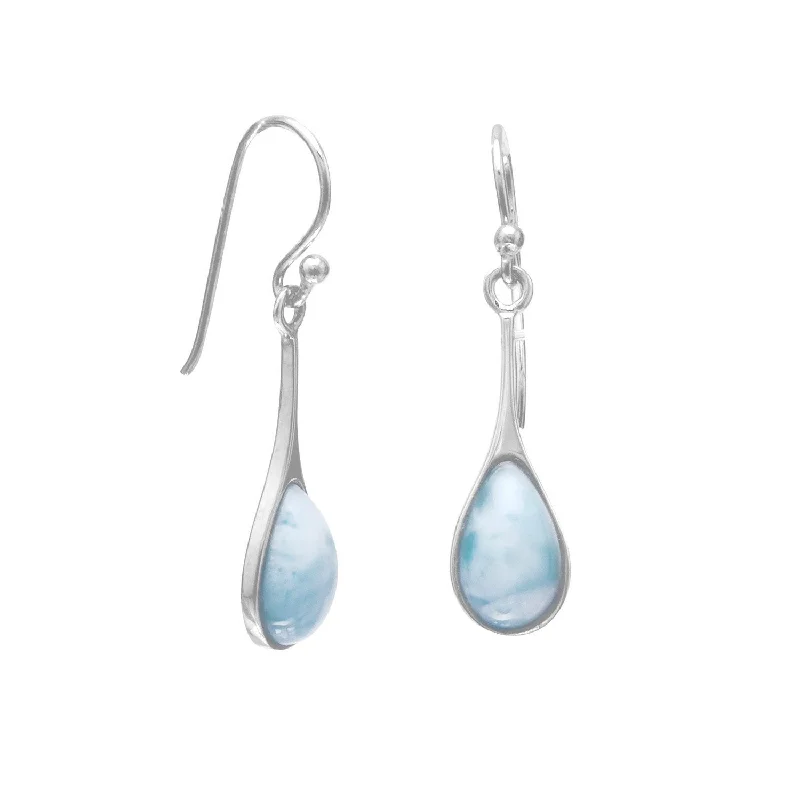 Sterling Silver Long Drop Pear Teardrop Shape Dangle Earrings