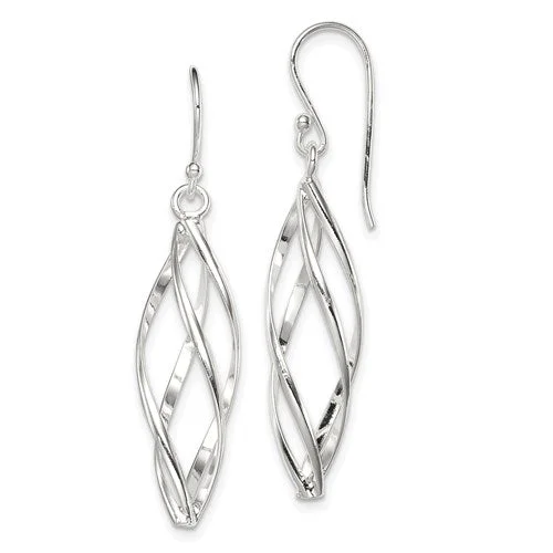 Sterling Silver 50mm Long Twisted Dangle Earrings