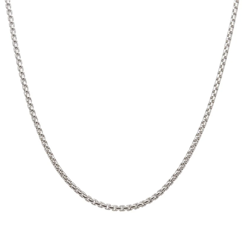 Sterling Silver Round Box Link Chain Necklace