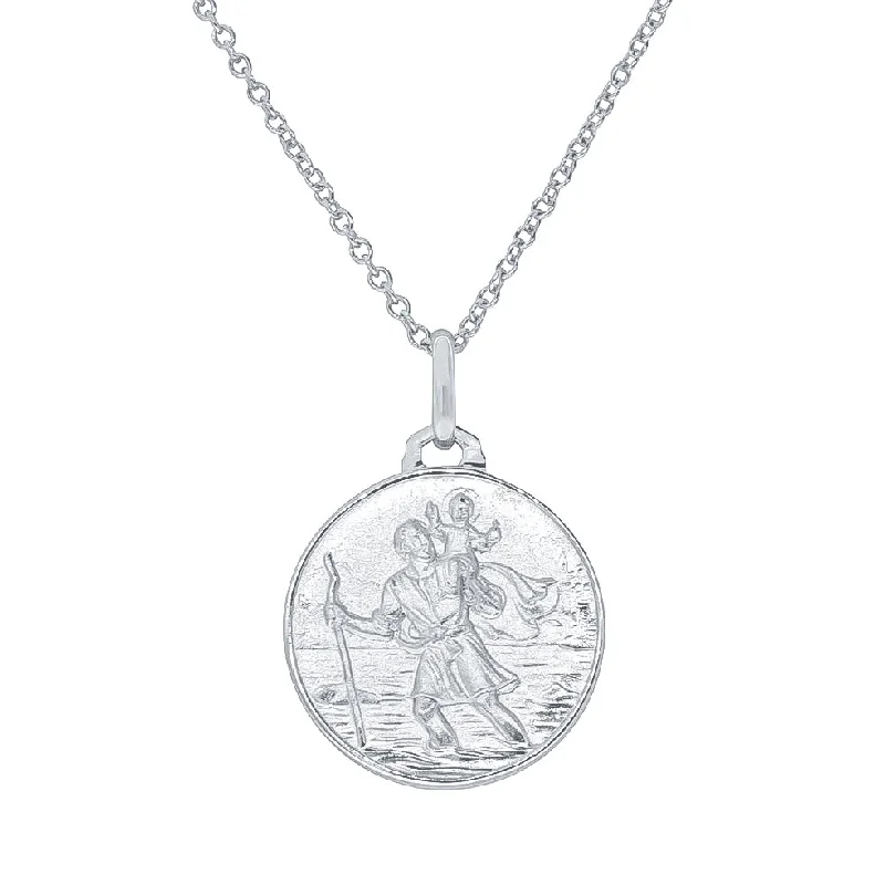 Sterling Silver Saint Christopher Pendant with Cable Chain