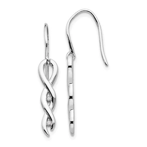 Sterling Silver White Ice 38mm Twist Diamond Dangle Earrings