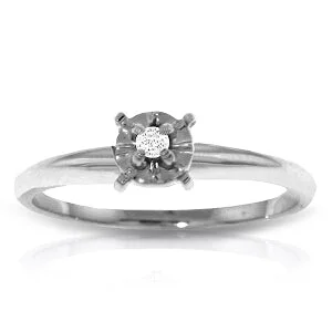 0.03 Carat 14K Solid White Gold Solitaire Ring 0.05 Carat Natural Diamond