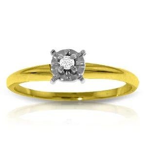 0.03 Carat 14K Solid Yellow Gold Solitaire Ring 0.05 Carat Natural Diamond