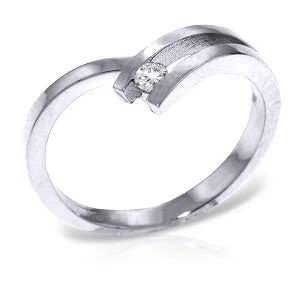 0.1 Carat 14K Solid White Gold Pygmalion Diamond Ring