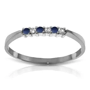 0.11 Carat 14K Solid White Gold Good To Be Loved Sapphire Diamond Ring