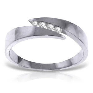 0.12 Carat 14K Solid White Gold Ring Natural Channel Set Diamond