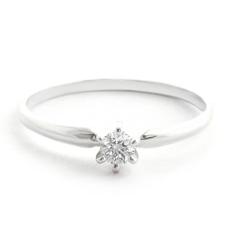 0.15 Carat 14K Solid White Gold Solitaire Ring 0.15 Carat Natural Diamond