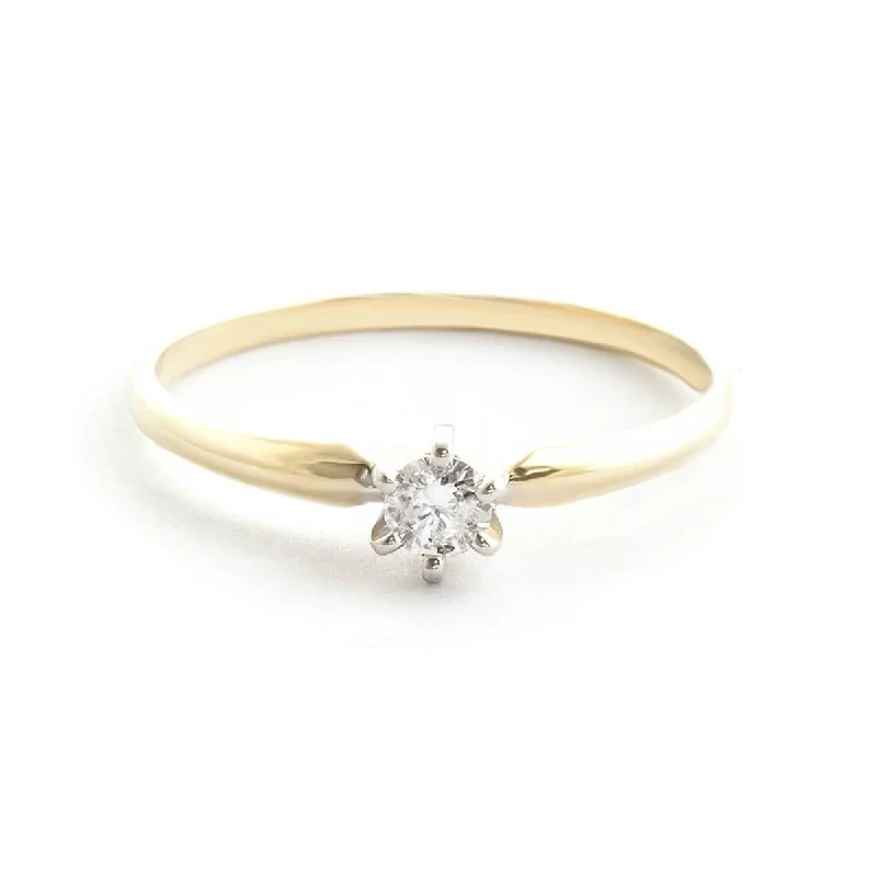 0.15 Carat 14K Solid Yellow Gold Solitaire Ring 0.15 Carat Natural Diamond