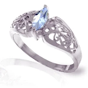 0.2 Carat 14K Solid White Gold Fierce Declaration Aquamarine Ring