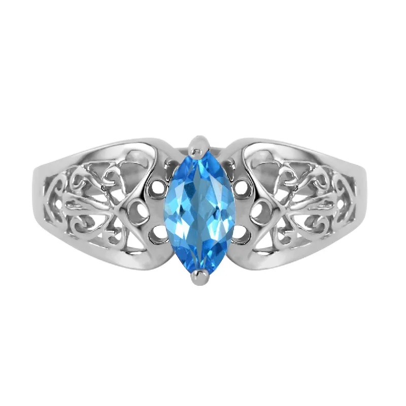 0.2 Carat 14K Solid White Gold You Are Splendid Blue Topaz Ring