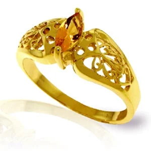 0.2 Carat 14K Solid Yellow Gold Lily Citrine Ring