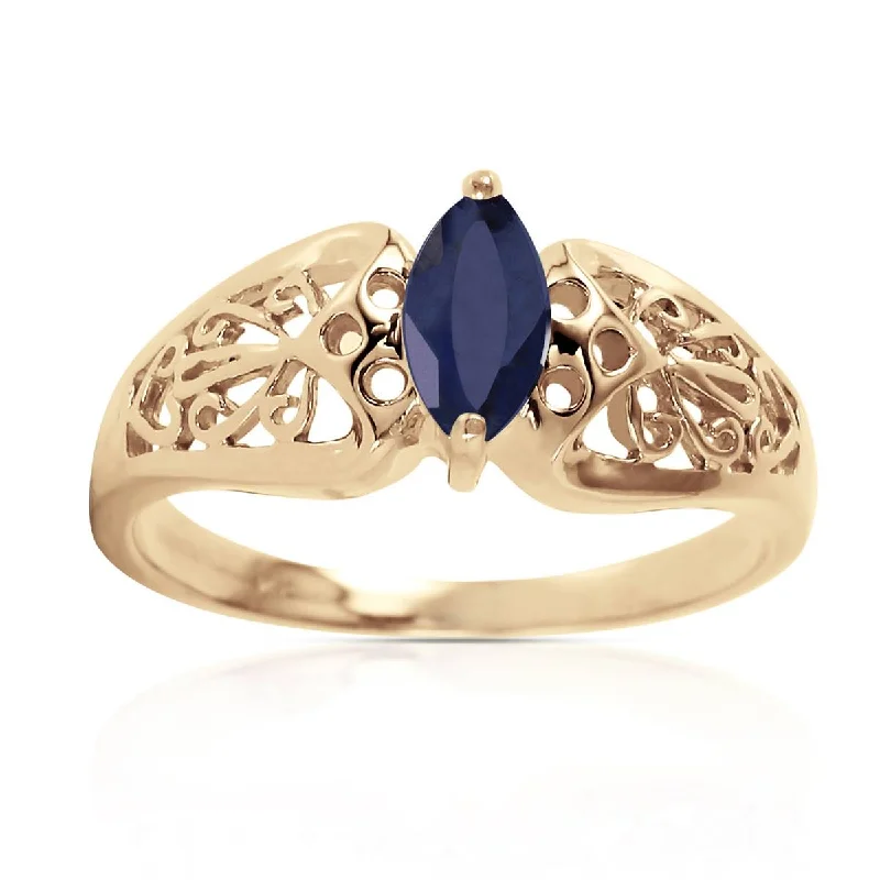 0.2 Carat 14K Solid Yellow Gold Lily Sapphire Ring