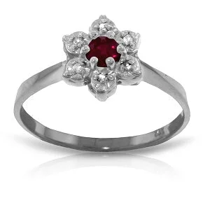 0.23 Carat 14K Solid White Gold Generous Spirit Ruby Diamond Ring