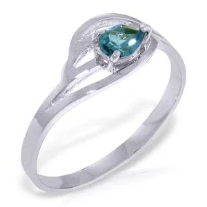 0.3 Carat 14K Solid White Gold Dance Together Blue Topaz Ring