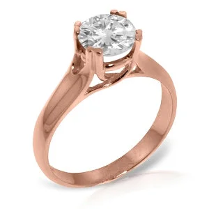 1 Carat 14K Solid Rose Gold Solitaire Diamond Ring