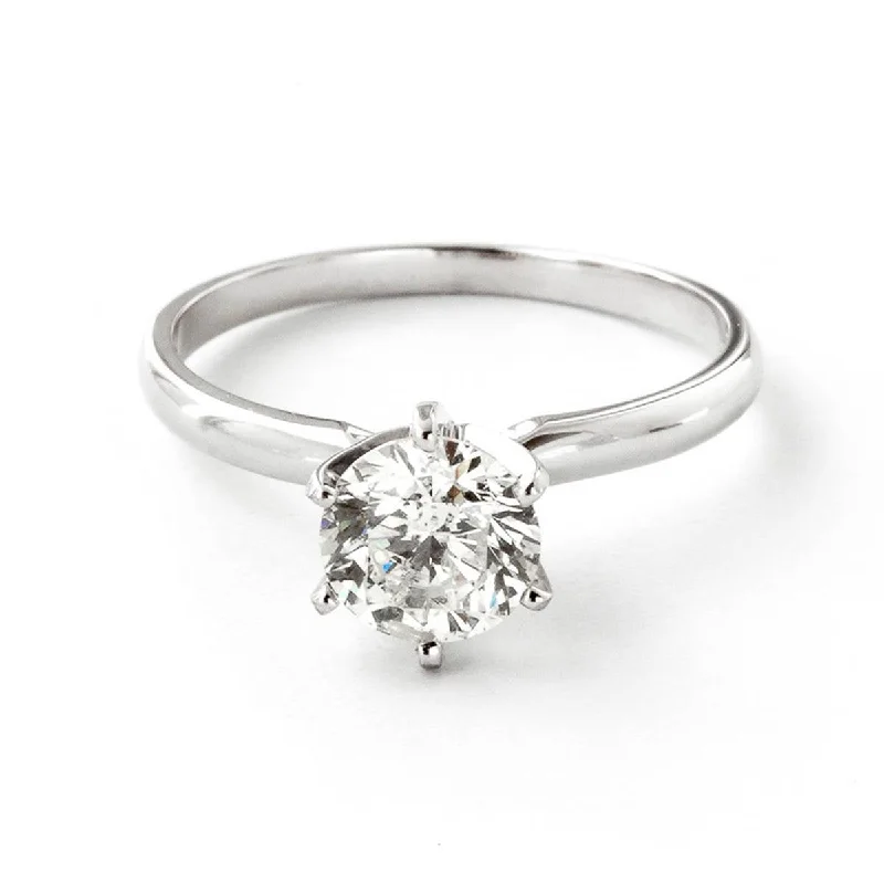 1 Carat 14K Solid White Gold Solitaire Ring 1.0 Carat Si3, F-g Color Natural Diamond