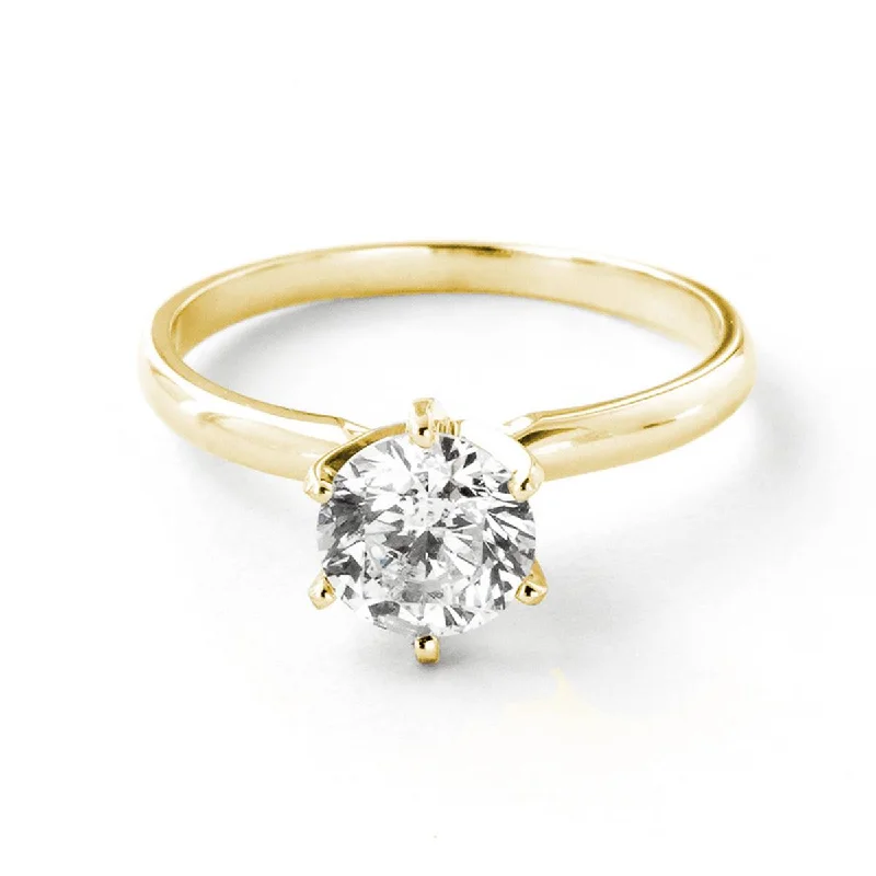 1 Carat 14K Solid Yellow Gold Solitaire Ring 1.0 Carat Si3, F-g Color Natural Diamond