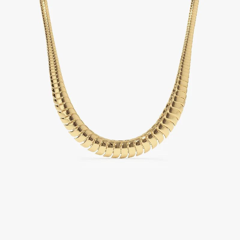 14k 12 to 5MM Graduating Cobra Necklace