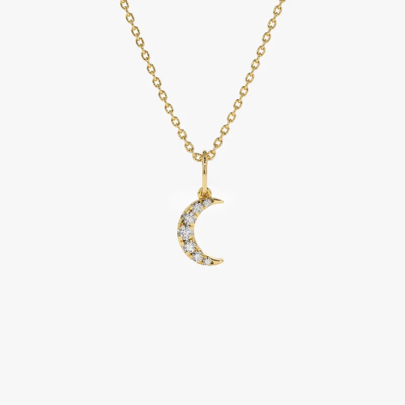 14k Dainty Crescent Moon Diamond Charm