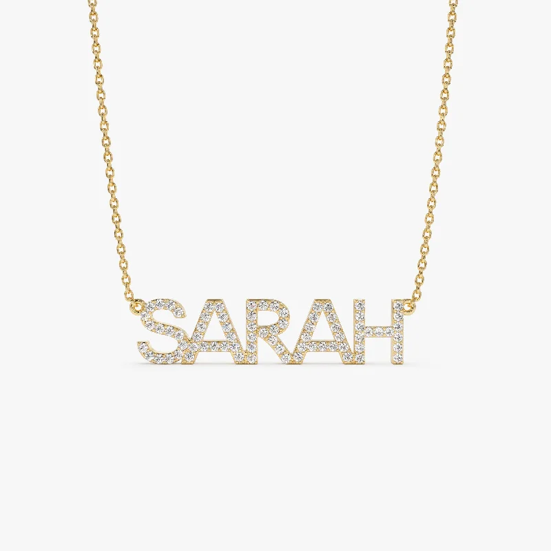 14K Dainty Layering Diamond Name Necklace