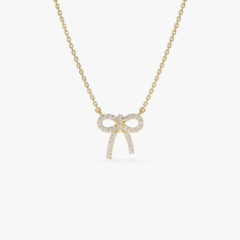 14k Diamond Bow Necklace