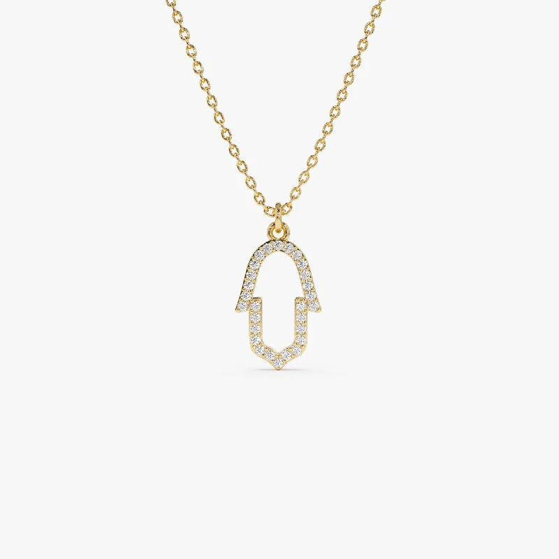 14k Diamond Hamsa Necklace